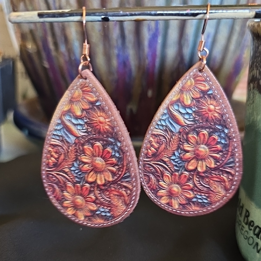 Leather Teardrop Earrings